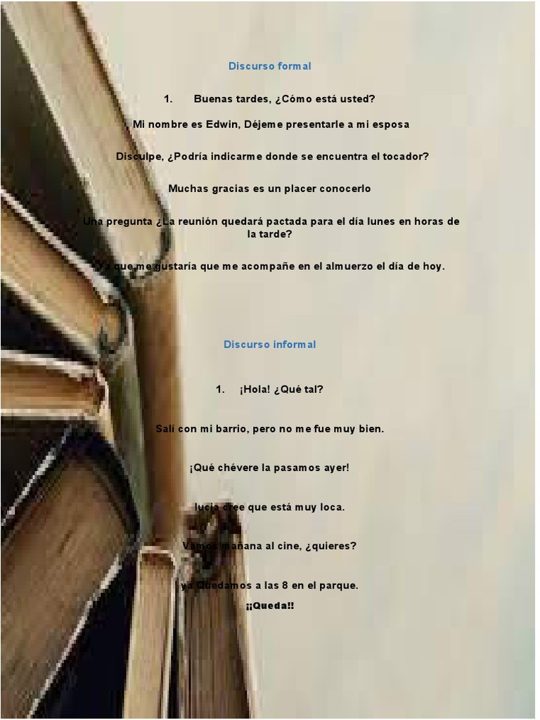 Discurso Formal e Informal 1 | PDF
