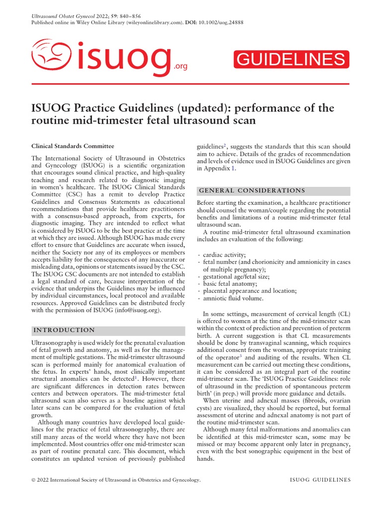 Isuog: Guidelines | PDF | Medical Ultrasound | Pregnancy