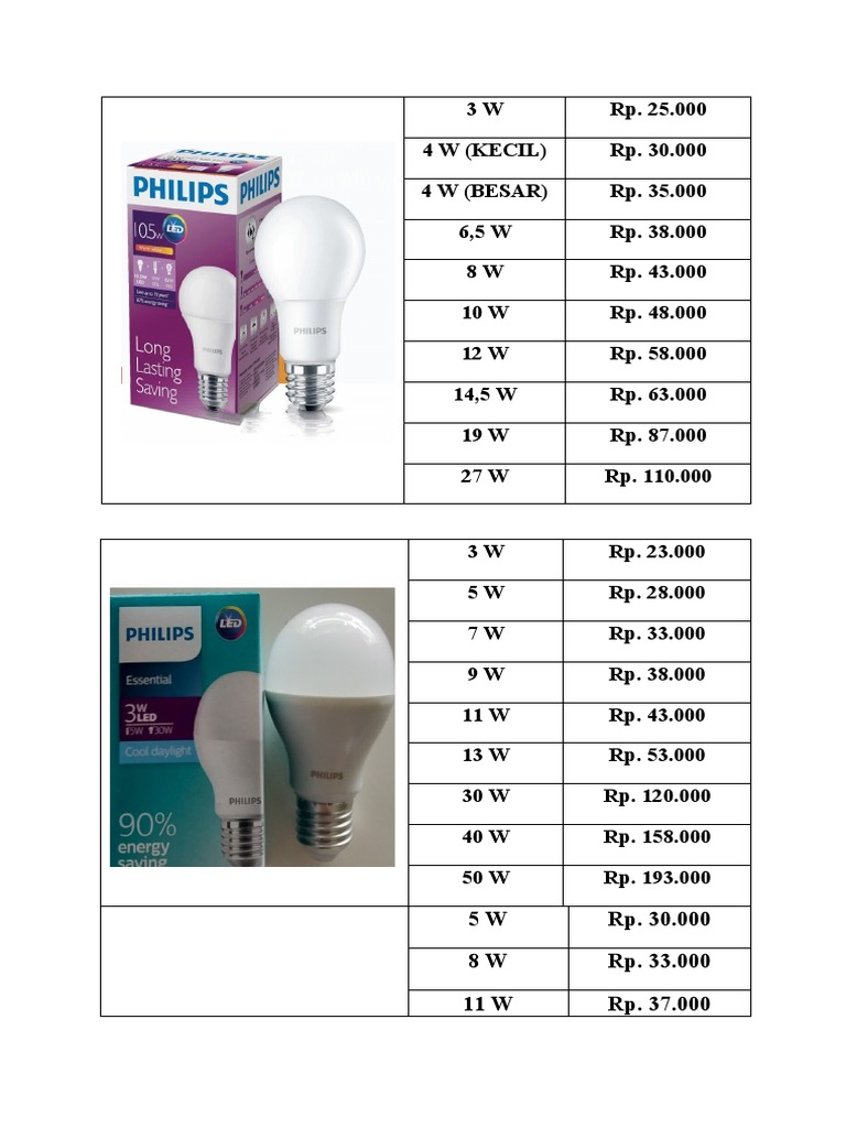 Daftar Harga Lampu Philips | PDF