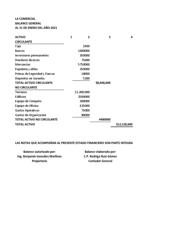 Balance General en Forma de Cuenta y de Reporte | PDF | Contabilidad ...