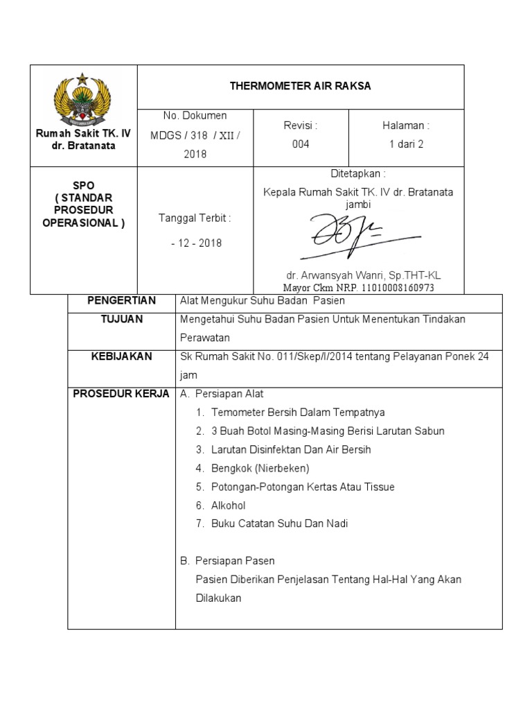 Prosedur Penggunaan Termometer Air Raksa | PDF