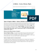 Types of Angles in Maths Acute Obtuse Right Straight Reflex