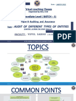 Audit of Diff Types of Entities Notes