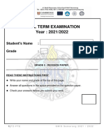 Final Term Examination Year: 2021/2022: Student's Name: Grade