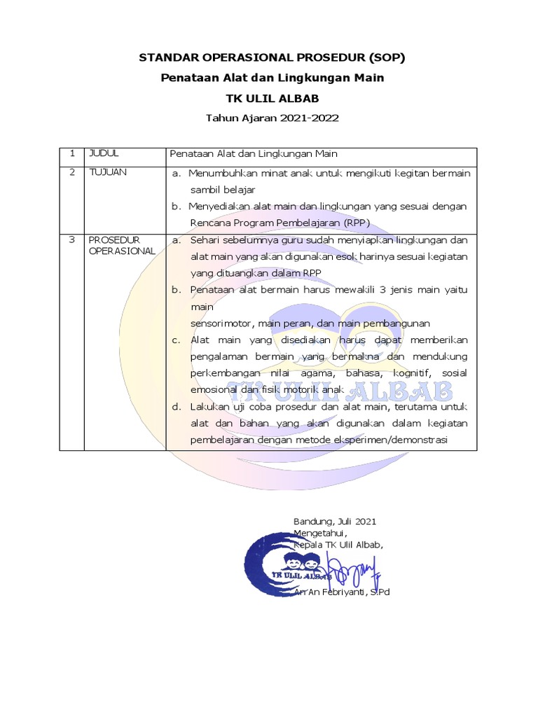 Sop Pembelajaran Pdf