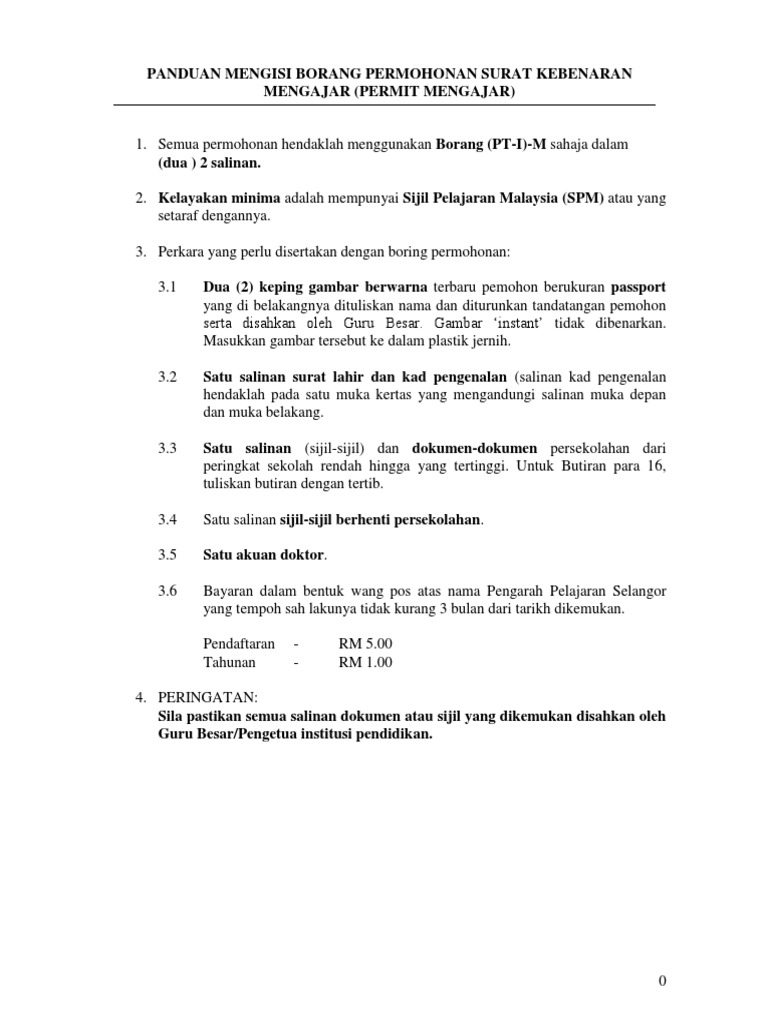 CG - Permit Mengajar Selain Tadika | PDF