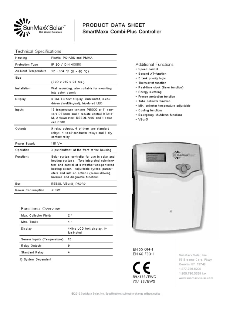 DataSheet - SmartMaxx Combi-Plus Controller | PDF | Technology ...