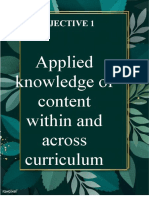 Objective 1: Applied Knowledge of Content Within and Across Curriculum Teaching