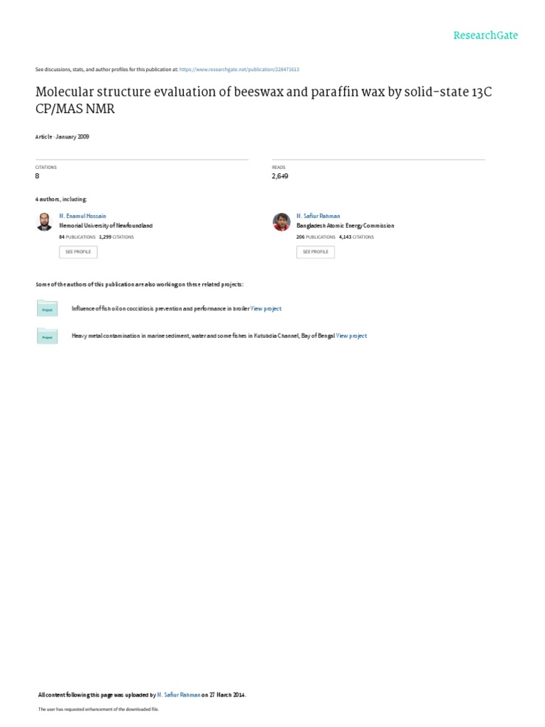 17Molecular Structure Evaluation of Beeswax and para PDF Nuclear