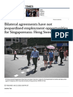 (Article) Bilateral Agreements Have Not Jeopardised Employment Opportunities For Singaporeans - HSK - The Straits Times