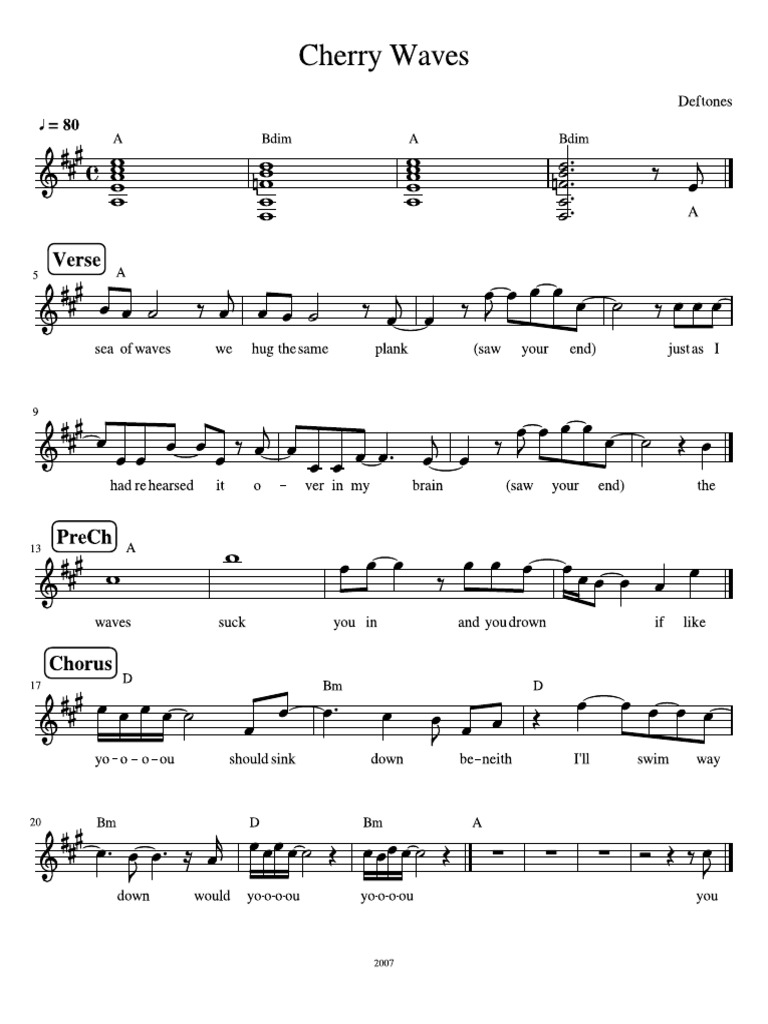 Cherry Waves Deftones PDF
