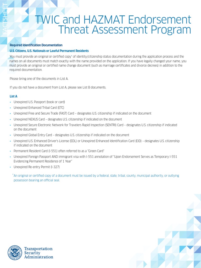 Twic-Hazmat Factsheet 072915 | PDF | Identity Document | International ...