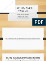 Performance Task #1: Name: Vargas, Irish T. Grade & Sec: 11-He 1 Teacher: Sir. Ogrimen