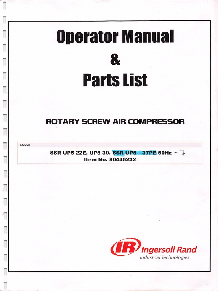 Ingersoll Rand AC Operator Manual | PDF