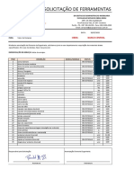 Solicitação de ferramentas e equipamentos para obra