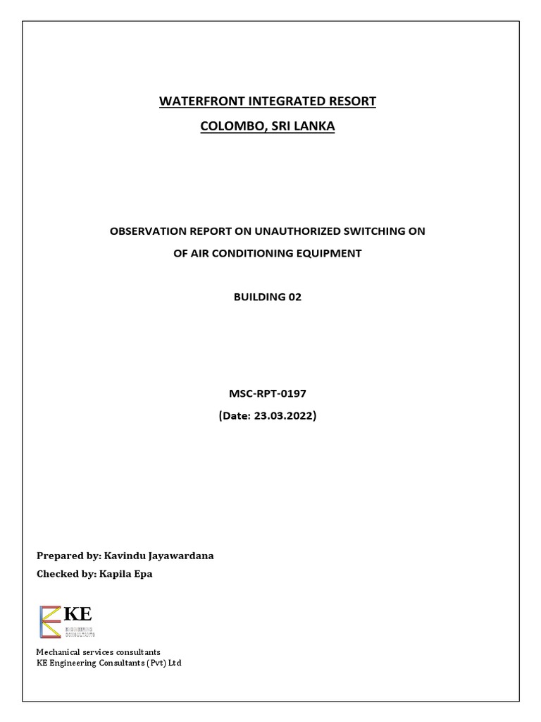 MSC-RPT-0197 - Observation Report On Unauthorized Switching On of Air ...