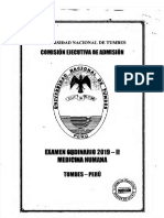 Examen UNTumbes Ordinario 2019 II Medicina Humana (11 de Agosto)