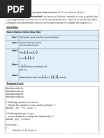 Algorithm:: Experiment No: 03 Experiment Name: Write A Program Implementation of Aim