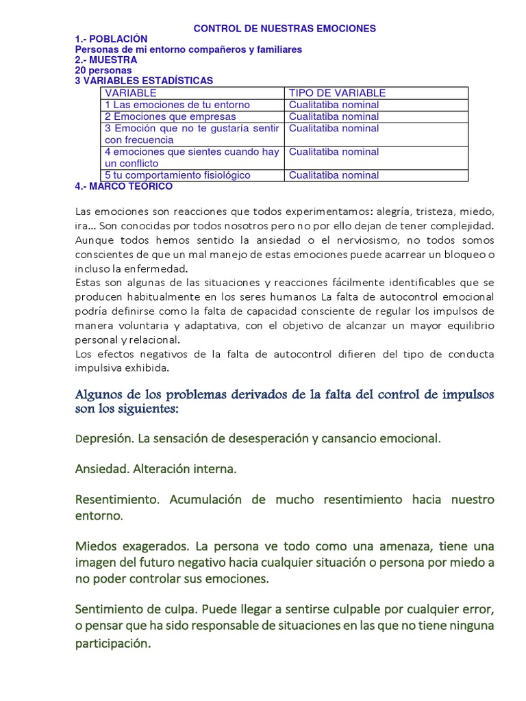 Autocontrol Emocional y sus Efectos | PDF | Las emociones | Sicología