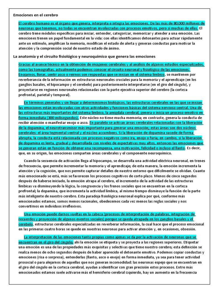 Emociones y su impacto en el cerebro | PDF | Cerebro | Las emociones