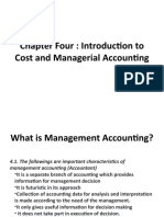 Chapter Four: Introduction To Cost and Managerial Accounting