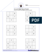 Math Worksheets - Magic Square - Magic Square - 3x3 Magic Square Normal Set 1