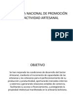 COMPONENTES DEL PROGRAMA NACIONAL DE PROMOCIÓN DE LA ACTIVIDAD ARTESANAL