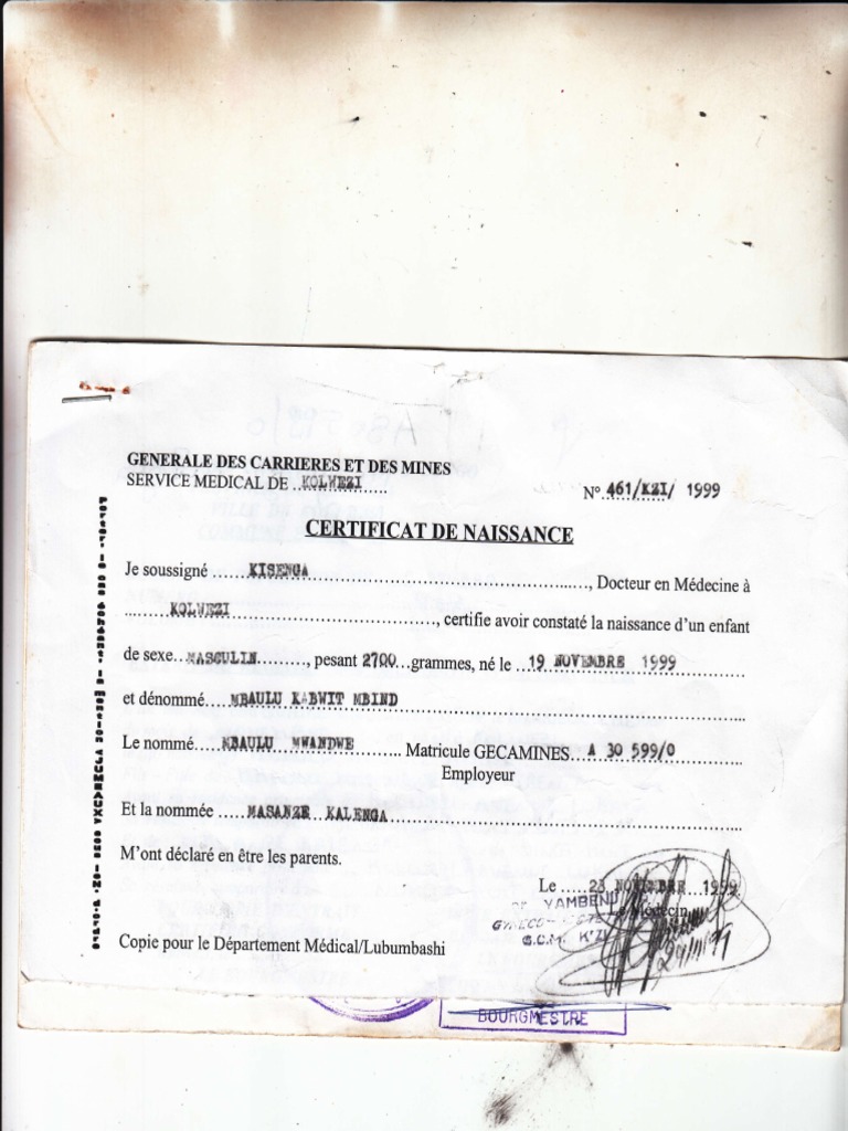 Certificat de Naissance | PDF
