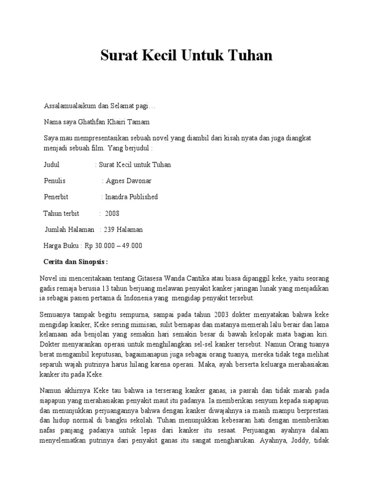 Surat Kecil Untuk Tuhan Gafan PDF