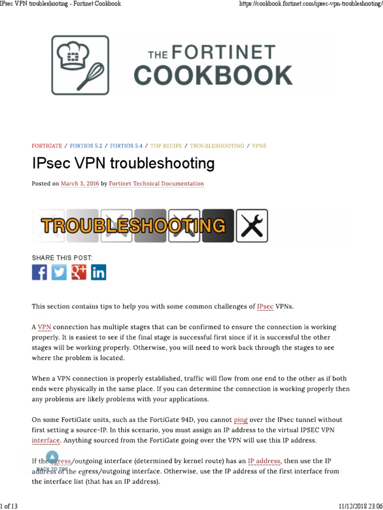 Fortigate IPsec VPN Troubleshooting PDF Virtual Private Network