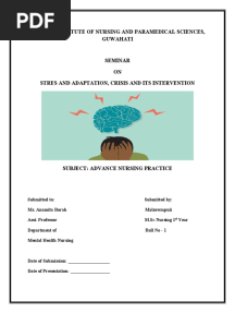 Stress and Adaptation Crisis and Its Intervention