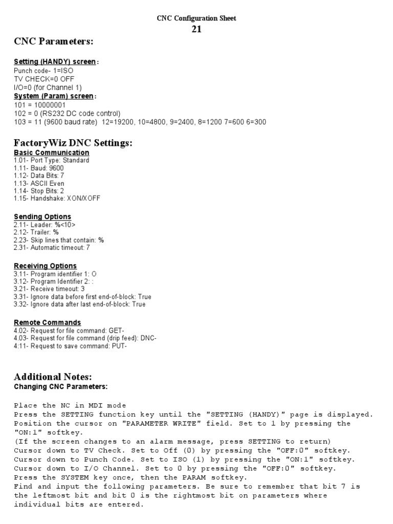 CNC Configuration and DNC Settings Guide | PDF | Computing | Computer ...