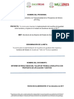 Informe de Resultados Del Taller de Técnica Legislativa