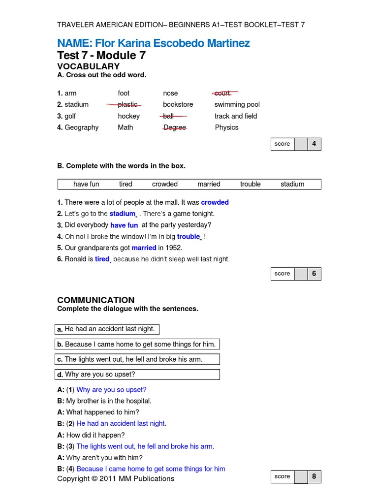 A1 Beginner English Test Booklet 7 | PDF