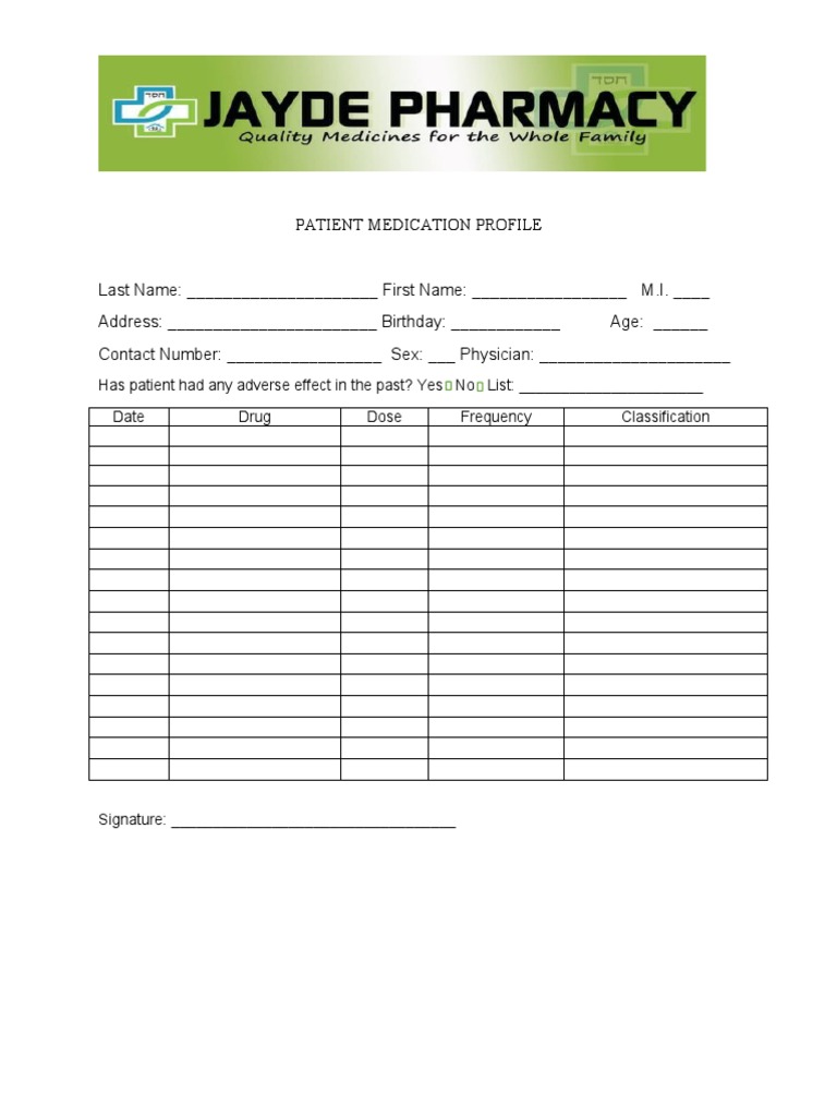 PATIENT MEDICATION PROFILE PDF