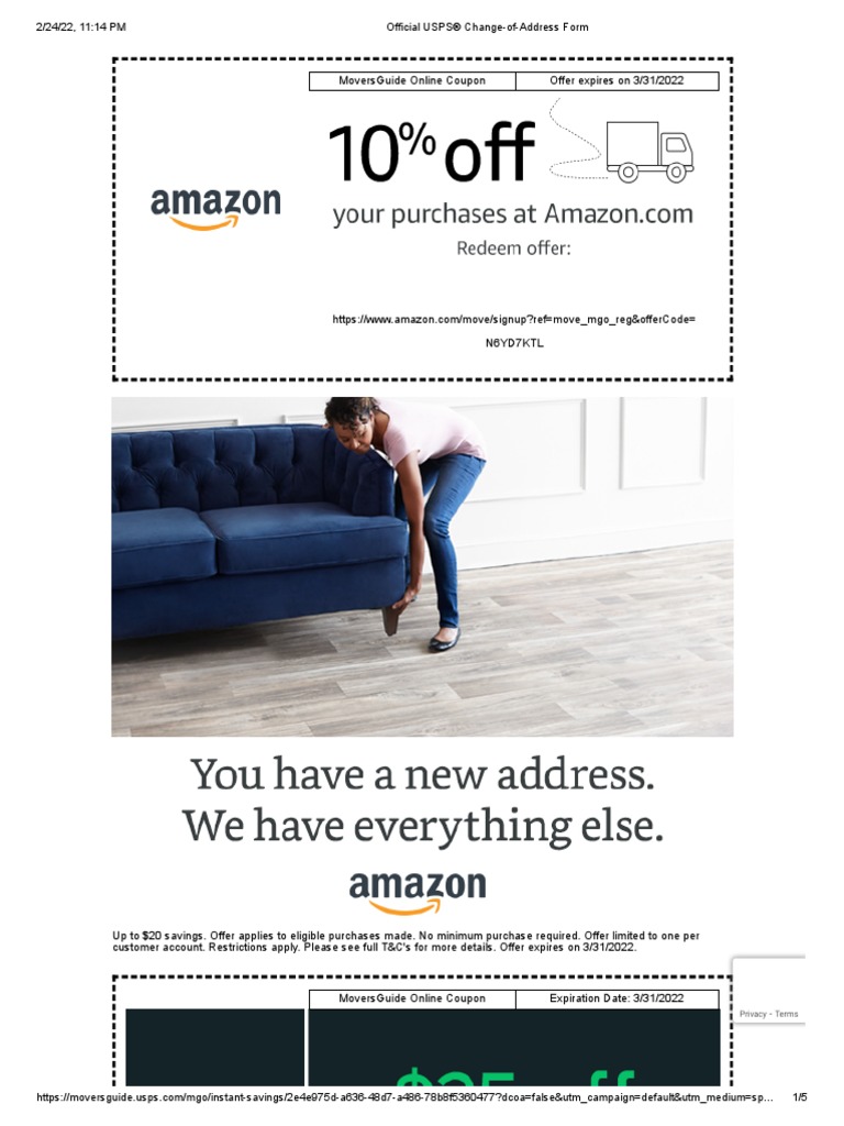 Official USPS® ChangeofAddress Form PDF Coupon Marketing