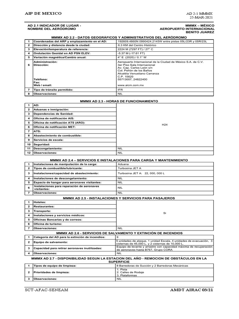 AIP Aeropuerto Internacional MMMX | PDF | Control de tráfico aéreo ...