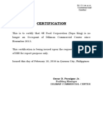 Certification of Non Ocupant.