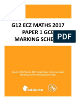 G12 ECZ MATHS 2017 Paper 1 Gce Marking Scheme