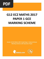 G12 ECZ MATHS 2017 Paper 1 Gce Marking Scheme