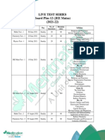 Live Test Series Board Plus 12 (JEE Mains) (2021-22) : Test Name Date Day No. of Questions Duration (Min) Syllabus