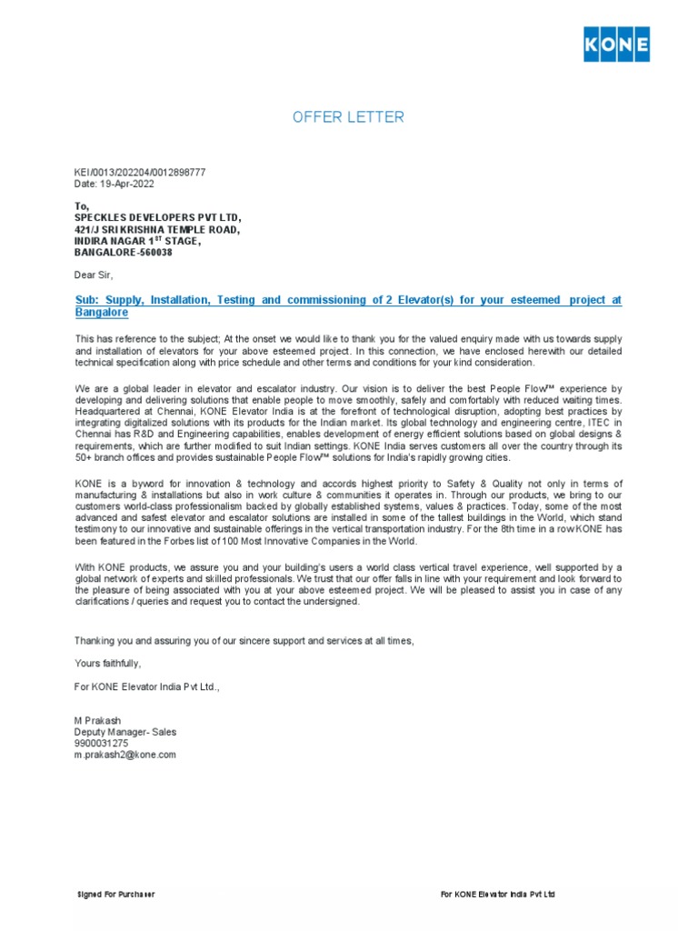 Kone Elevator India PVT LTD Offer PDF Elevator Door