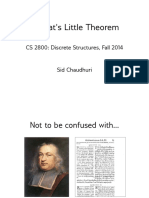 Fermat's Little Theorem: CS 2800: Discrete Structures, Fall 2014 Sid Chaudhuri