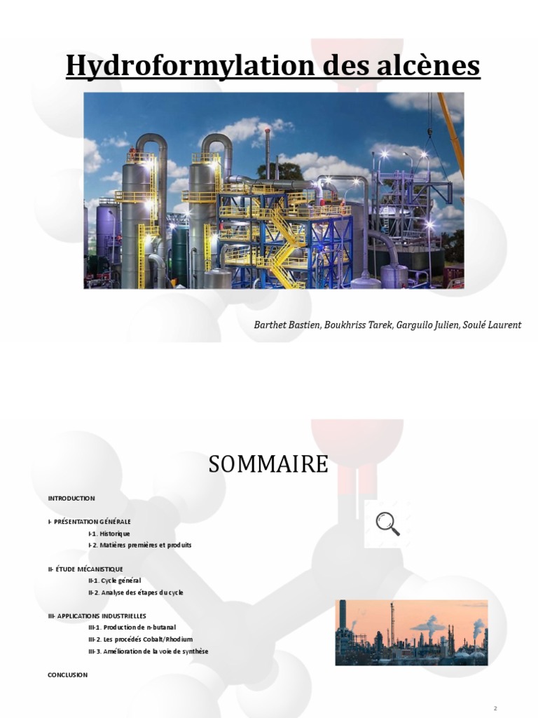Présentation Hydroformylation Download Free PDF Catalyse Alcène