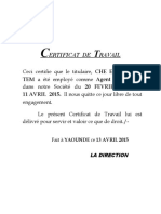 Certificat de Travail - Che Emmanuel