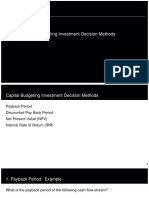 Capital Budgeting Investment Decision Methods