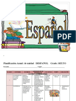Planificación anual de español para sexto grado