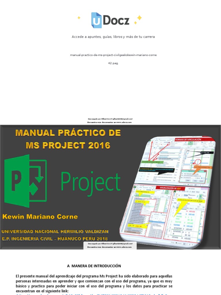 Manual práctico de MS Project 2016 | PDF | Informática
