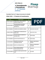 Resultado 2a Rodada Investimentos Startups Inovadoras