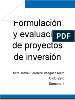 Formulación y Evaluación de Proyectos de Inversión: Mtra. Isabel Berenice Vázquez Nieto